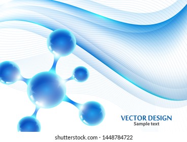 Abstract scientific molecule background for medicine, science, technology, chemistry. Waves flow. Design wallpaper or banner. Vector geometric dynamic illustration