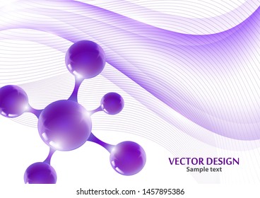 Abstract scientific molecule background for medicine, science, technology, chemistry. Waves flow. Design wallpaper or banner. Vector geometric dynamic illustration