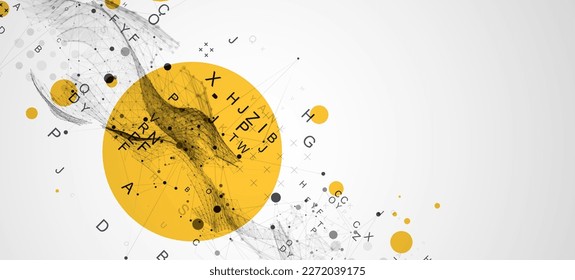 Abstract scientific and technical background. Frame wave with the inclusion of letters.