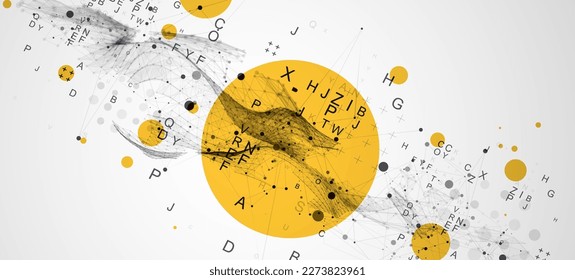Abstract scientific and technical background. Frame wave with the inclusion of letters.