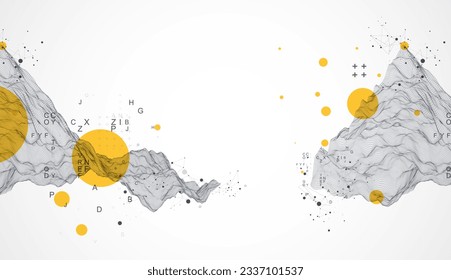 Abstract scientific and technical background. Frame wave with the inclusion of letters.
