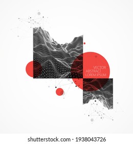 Abstract scientific and technological background. Image of a part of the landscape in the frame.
