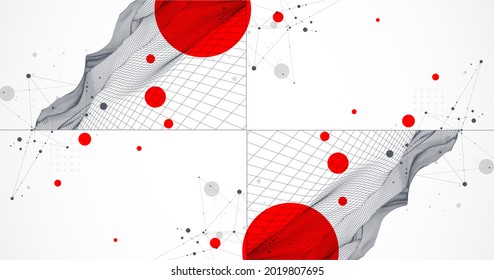 Abstrakter wissenschaftlicher und technologischer Hintergrund. Bild eines Teils der Wireframe-Landschaft.