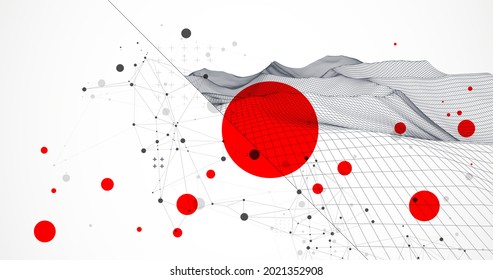 Abstract scientific and technological background. Image of a part of wireframe  landscape.