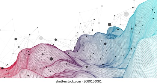 Abstract scientific and technological background. Image of a part of wireframe  landscape.