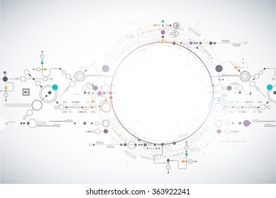 Abstract scientific technology background with various technological elements. Structure pattern technology backdrop. Vector