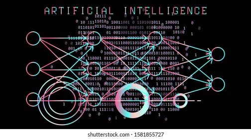 Abstract scientific and technology illustration. Artificial intelligence, cybernetics and computer science concept.