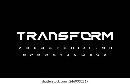 An Abstract scifi alphabet font. digital space typography vector illustration design