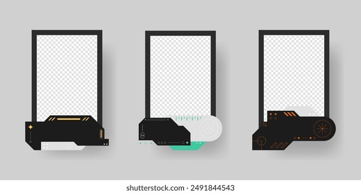 Abstract sci-fi frame template. Cyberpunk frame set. 