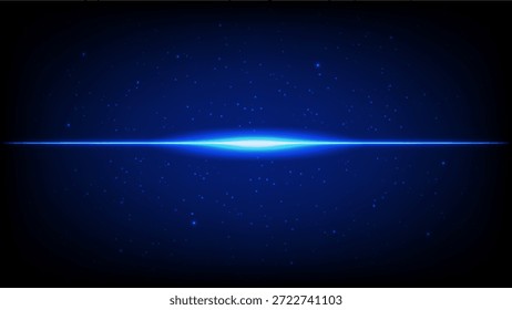 Fondo espacial de ciencia ficción Abstractas con luz de horizonte azul brillante, partículas de estrellas y atmósfera cósmica profunda