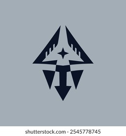 Abstract sci-fi space ship symbol emblem