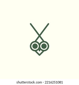 Abstract scissor owl logotype, simple and luxury line logo