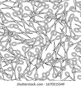 abstract scissors black and white seamless pattern