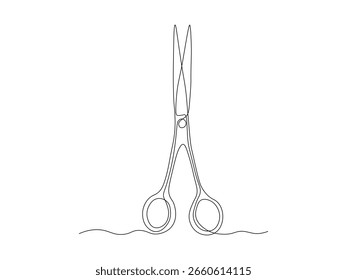 Abstract scissors, continuous single line art drawing sketch, logo