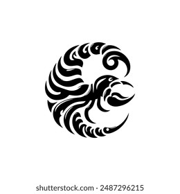 Abstract scorpion vector logo icon. Creative design for t-shirt prints and branding. Bold and eye-catching illustration.