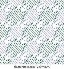 Abstract scratched greenery and blue seamless pattern. Color of year 2017 texture.