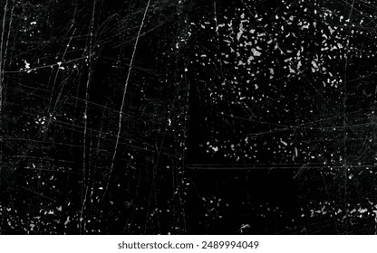 Abstract Scratched Grunge Urban Background Texture Vector. Dust Overlay Distress Grainy Grungy Effect. Distressed Backdrop Vector Illustration. Isolated Black and White Background