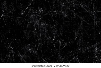 Abstract Scratched Grunge Urban Background Texture Vector. Dust Overlay Distress Grainy Grungy Effect. Distressed Backdrop Vector Illustration. Isolated Black and White Background