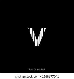 abstract scratched white monogram simple V logotype design concept