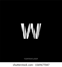 abstract scratched white monogram simple W logotype design concept
