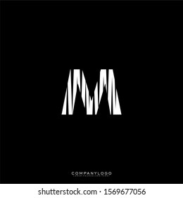 abstract scratched white monogram simple M logotype design concept