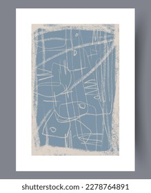 Abstract scribble ancient creation wall art print. Printable minimal abstract scribble poster. Contemporary decorative background with creation. Wall artwork for interior design.