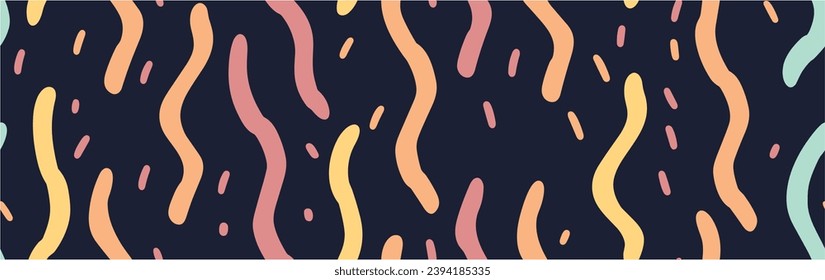 Abstract scribble art. Colorful small wavy lines seamless pattern. Confetti Scribble abstract seamless pattern.