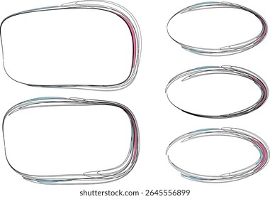 abstract scribble art line doodle frames shapes set