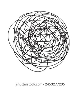 Abstract scribble art. Tangled lines chaotic design. Black on white expression. Vector illustration. EPS 10.