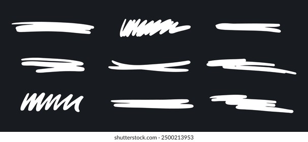 Abstract scribble, chaos doodle elements for design.  Chalk or marker hand drawn rouge scratches.