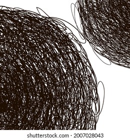 Abstract scribble, chaos doodle pattern. Hand drawn scrawl sketch. Vector black Isolated illustration on white background