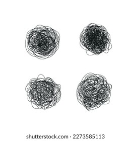 Abstract scribble, chaos doodle pattern. Hand drawn scrawl sketch. Vector illustrations on white background