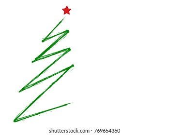abstract scribble of a christmas tree, isolated on white, christmas background vector