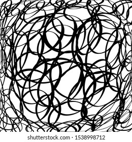 Abstract scribble circles, Overlap Circle Pattern. Hand drawn rounds scribble line background. Vector illustration.