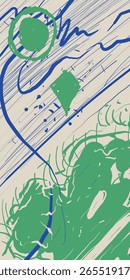 Abstract Scribble Composition with Geometric Shapes and Flowing Lines