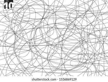 Abstract scribble creative tangle on white background. Hand drawn scrawl sketch chaos doodle pattern. Vector illustration
