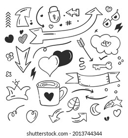 abstract scribble doodle elements. love doodle concept. 
used for concept design isolated on white background