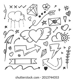 Abstract Scribble Doodle Elements. Love Doodle Concept. 
Used For Concept Design Isolated On White Background