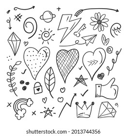 abstract scribble doodle elements. love doodle concept. 
used for concept design isolated on white background