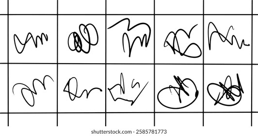 Abstract Scribble Doodle Illustration Set – Hand-Drawn Ink Line Art