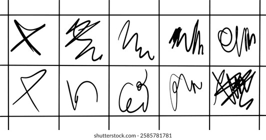 Abstract Scribble Doodle Illustration Set – Hand-Drawn Ink Line Art