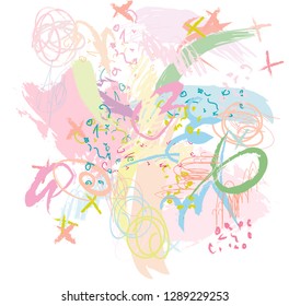 abstract scribble doodle pastels colors background. abstract colorful pastels paint brush and strokes for your design. vector illustration. kids cute sketch drawing