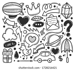 Abstract Scribble Icons Hand Drawn Doodle Coloring Vector