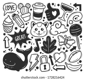 Abstract Scribble Icons Hand Drawn Doodle Coloring Vector