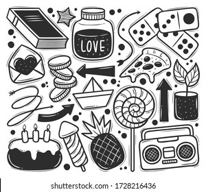 Abstract Scribble Icons Hand Drawn Doodle Coloring Vector