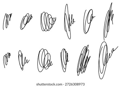 Abstract Scribble Line Art, Rastejar Mão Desenhado Doodle. Projeto de desenho manuscrito Scribble abstrato em preto isolado no fundo branco.