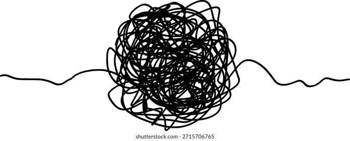 Abstractas ilustración de línea de garabato que simboliza el caos mental y el equilibrio
