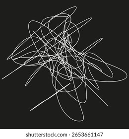 Abstract scribble lines. Chaotic stroke artwork. Dynamic swirl illustration. Vector doodle design. EPS 10.
