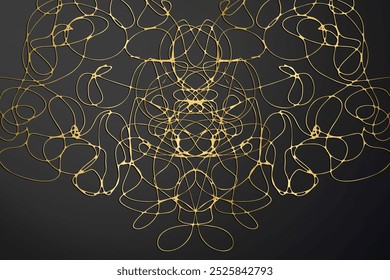 Abstract scribble lines elegant background gold on black vector