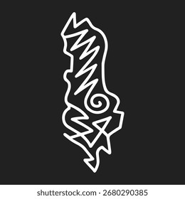 Mapa de Rabisco da Albânia. Design vetorial minimalista para viagens, cultura e projetos criativos.